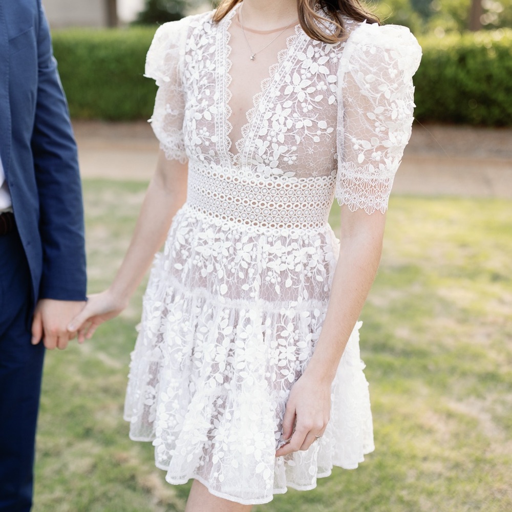 Bronx & Banco white lace dress